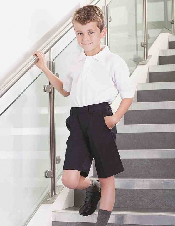 2 Pairs School Boys Pull Up Shorts Grey Navy Short Trousers Age 2-8 ...