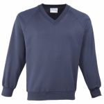 School wear uniform v-neck sweatshirt eco friendly raglan acrylic cotton poly