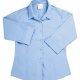 Girls school blouse with tie collar, 3/4 sleeves in Light / Sky Blue and White