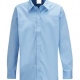 Girls school blouse with tie collar and long sleeves in Light/Sky Blue and White