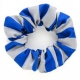 School or club scrunchie, broad stripe, 100% polyester, royal and white