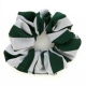 School or club scrunchie, broad stripe, 100% polyester, green and white