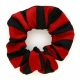 School or club scrunchie, broad stripe, 100% polyester, black and red