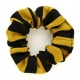 School or club scrunchie, broad stripe, 100% polyester, black and gold