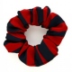 School or club scrunchie, broad stripe, 100% polyester, navy and red