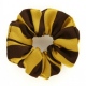 School or club scrunchie, broad stripe, 100% polyester, brown and gold