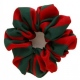 School or club scrunchie, broad stripe, 100% polyester, red and green