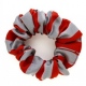 School or club scrunchie, broad stripe, 100% polyester, scarlet and silver