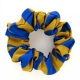 School or club scrunchie, broad stripe, 100% polyester, royal and gold