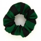 School or club scrunchie, broad stripe, 100% polyester, black and emerald