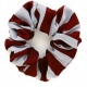 School or club scrunchie, broad stripe, 100% polyester, maroon and white