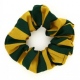 School or club scrunchie, broad stripe, 100% polyester, green and gold