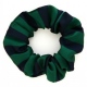 School or club scrunchie, broad stripe, 100% polyester, navy and emerald