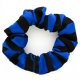 School or club scrunchie, broad stripe, 100% polyester, black and royal