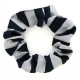 School or club scrunchie, broad stripe, 100% polyester, navy and white
