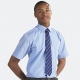 Boys school shirt with tie collar, short sleeves in White and Blue