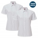 Girls school blouse with tie collar and short sleeves - White