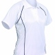 Sports Team Training Fitted White Polo Shirt with Contrast Navy Piping