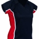 Sports Team V-Neck Fitted Shirt with Collar, Contrast Panels and Capped Sleeves
