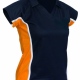 Sports Team V-Neck Fitted Shirt with Collar, Contrast Panels and Capped Sleeves