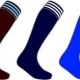 Team club football socks with contrast colour hoop turnover tops
