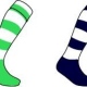 Team club football socks with contrast colour hoops