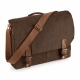 School or college vintage canvas satchel style bag, pockets, shoulder strap