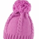 Cable knit winter beanie hat with pom pom gives ear protection from the cold