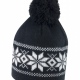 School knitted Fair Isles hat, traditional pattern, ear protection, pompom