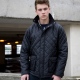 Diamond Quilted Jacket, corduroy collar, patch pockets, taffeta polyester