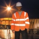 Safety work jacket lightweight, long sleeves, front pockets, reflective strips