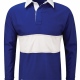 Reversible rugby shirt with contast colour band and plain colour jersey reverse
