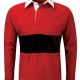 Reversible rugby shirt with contast colour band and plain colour jersey reverse