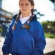 School wear uniform waterproof coat with fleece lining and reflective piping