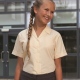 School blouse short sleeve revere collar