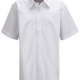 Girls school blouse with tie collar, short sleeves in White and Blue