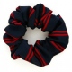 School or club scrunchie, double stripe, 100% polyester, navy and red
