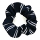 School or club scrunchie, double stripe, 100% polyester, navy and white