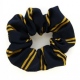 School or club scrunchie, double stripe, 100% polyester, navy and gold