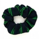 School or club scrunchie, double stripe, 100% polyester, navy and green