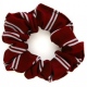 School or club scrunchie, double stripe, 100% polyester, maroon and white