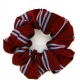 School or club scrunchie, double stripe, 100% polyester, maroon and sky