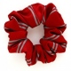School or club scrunchie, double stripe, 100% polyester, red and grey