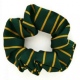 School or club scrunchie, thin stripe, 100% polyester, green / gold