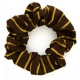 School or club scrunchie, thin stripe, 100% polyester, brown / gold