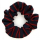School or club scrunchie, thin stripe, 100% polyester, navy blue / red