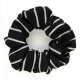 School or club scrunchie, thin stripe, 100% polyester, black and white