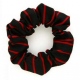 School or club scrunchie, thin stripe, 100% polyester, black and red