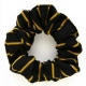 School or club scrunchie, thin stripe, 100% polyester, black and gold