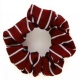 School or club scrunchie, thin stripe, 100% polyester, maroon / white